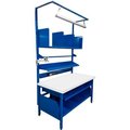 Built Rite Br Built-Rite Complete Packing Workbench W/Power Apron, Laminate Square Edge, 60"W x 30"D PB3053165-BL/WH